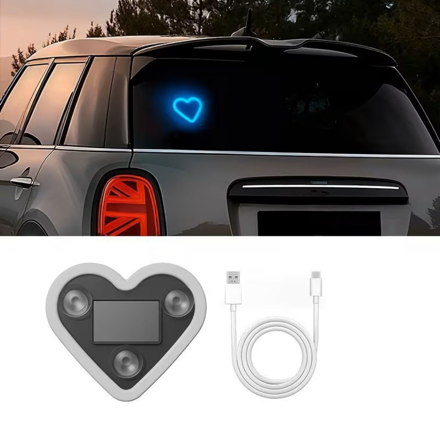 Kalp Neon LED  Kablosuz Araç Ambiyans